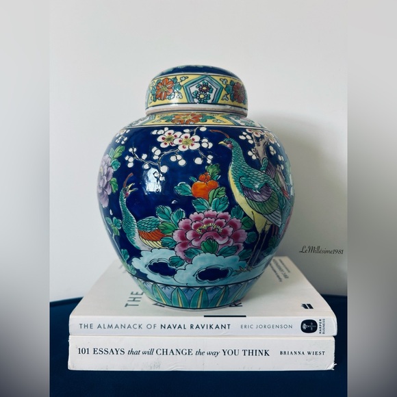 Other - Vintage Peacock Chinoiserie Ginger Jar